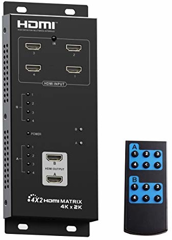 PremiumCord Premium Cord przełącznik matrycowy HDMI 4: 2 z Audio, rozdzielczość 4kx2k