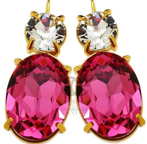 Swarovski przepiękne różowe kolczyki ZŁOTE SREBRO