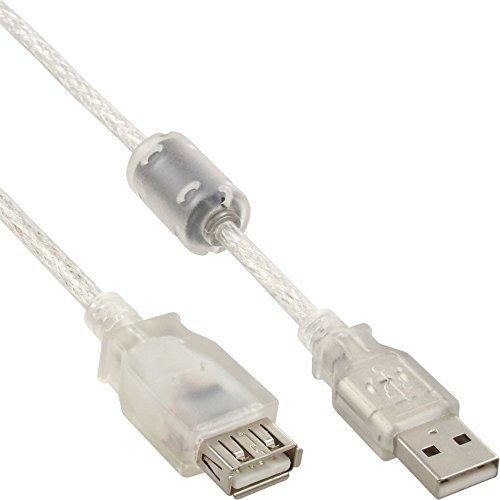 InLine USB 2.0 Verlaengerung, wtyk/gniazdo, typ A, przezroczysty, z rdzeniem ferrytowym, 2 m 4043718024674