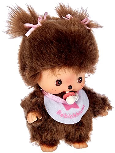Sekiguchi Sekiguchi 235550 - oryginalna Bebichhichi dziewczynka, z brązowego pluszu, z śliniaczkami i warkoczami z kokardkami, ok. 15 cm 235550