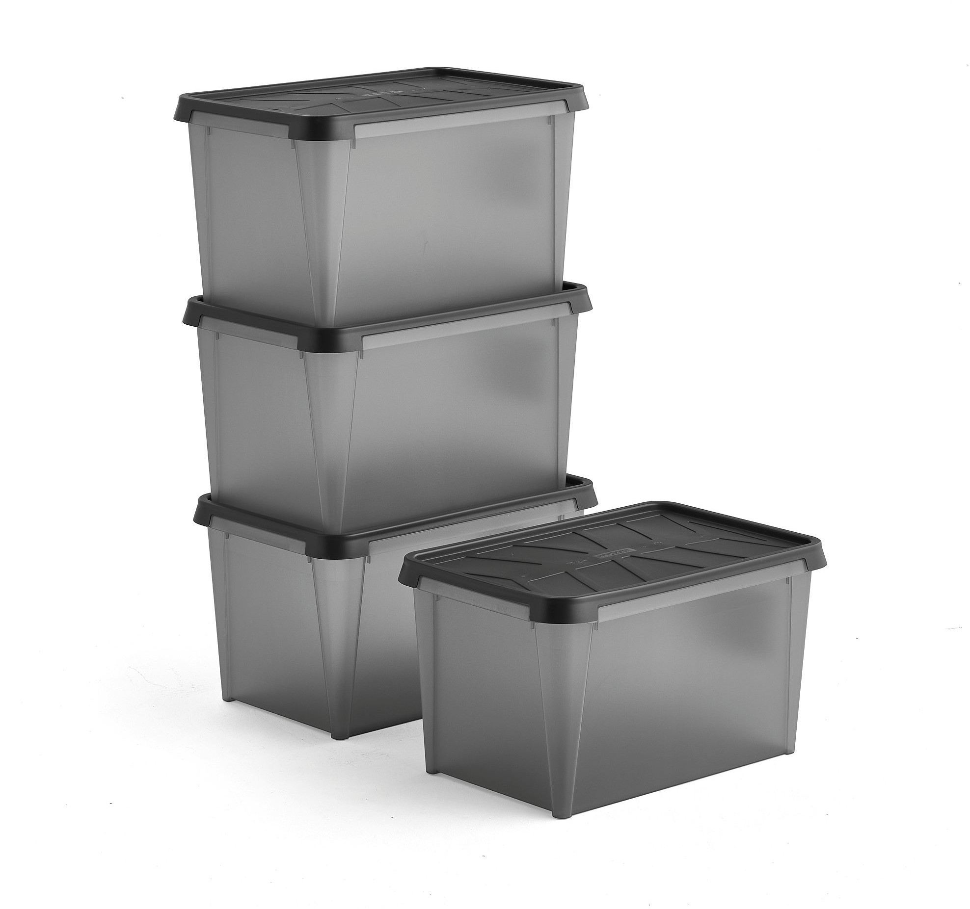 AJ Produkty Pojemnik plastikowy DRY z pokrywką, 50 L, 4 szt., 600x400x350 mm, wodoszczelny