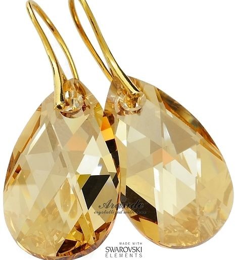 Swarovski duże kolczyki GOLDEN ZŁOTE SREBRO