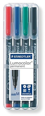 Staedtler 317 WP4 cienkopis pisak uniwersalny Lumocolor permanentny, Staedtler pudełko z 4 kolory 317 WP4