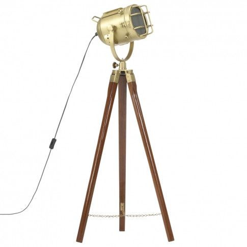 Brązowa lampa stojąca retro z drewna mango - 5X EX191 C3-L92
