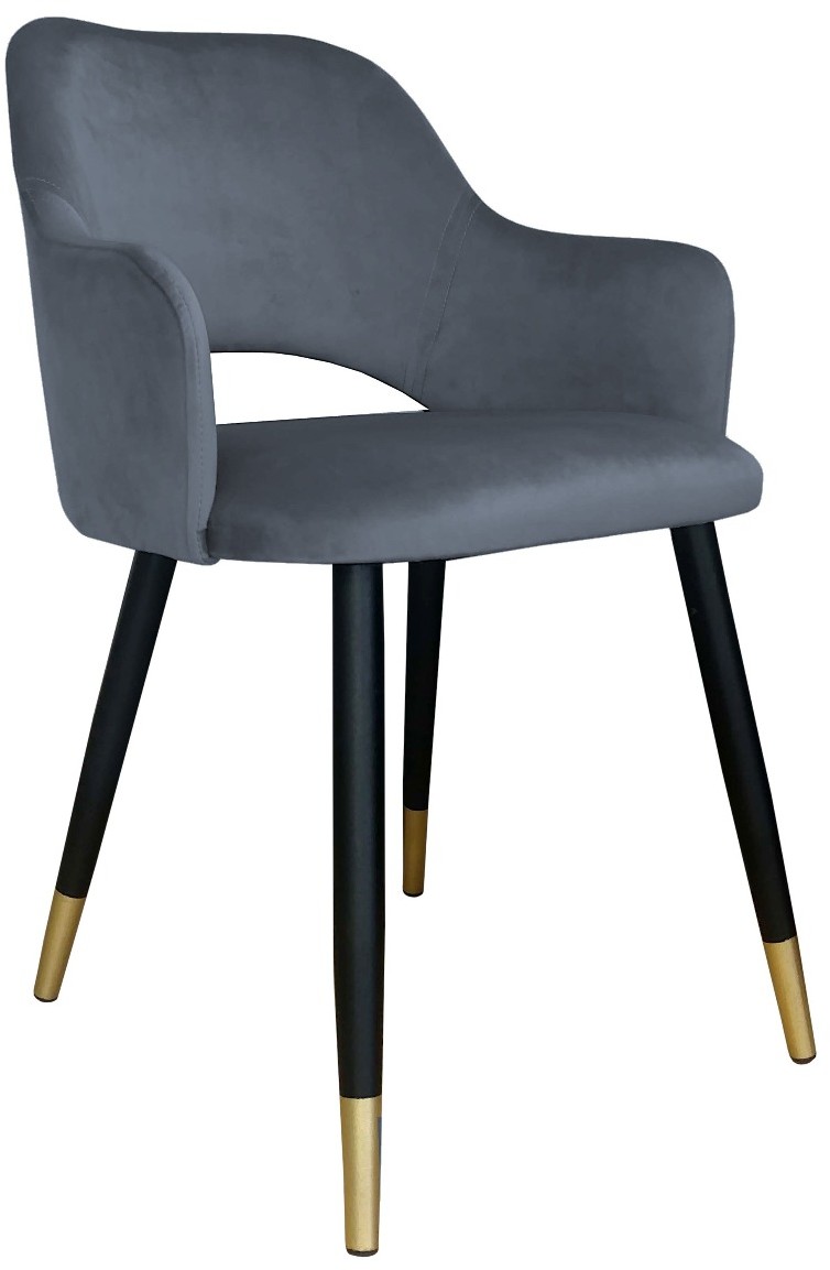 Atos Krzesło NAPO BL VELVET GOLD ciemno szare w stylu glamour MILANOGOLD-BL14