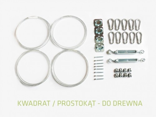 ŻAGLE OGRODOWE KWADRAT / PROSTOKĄT - ZESTAW MONTAŻOWY do drewna ZM_DREWNO_KW