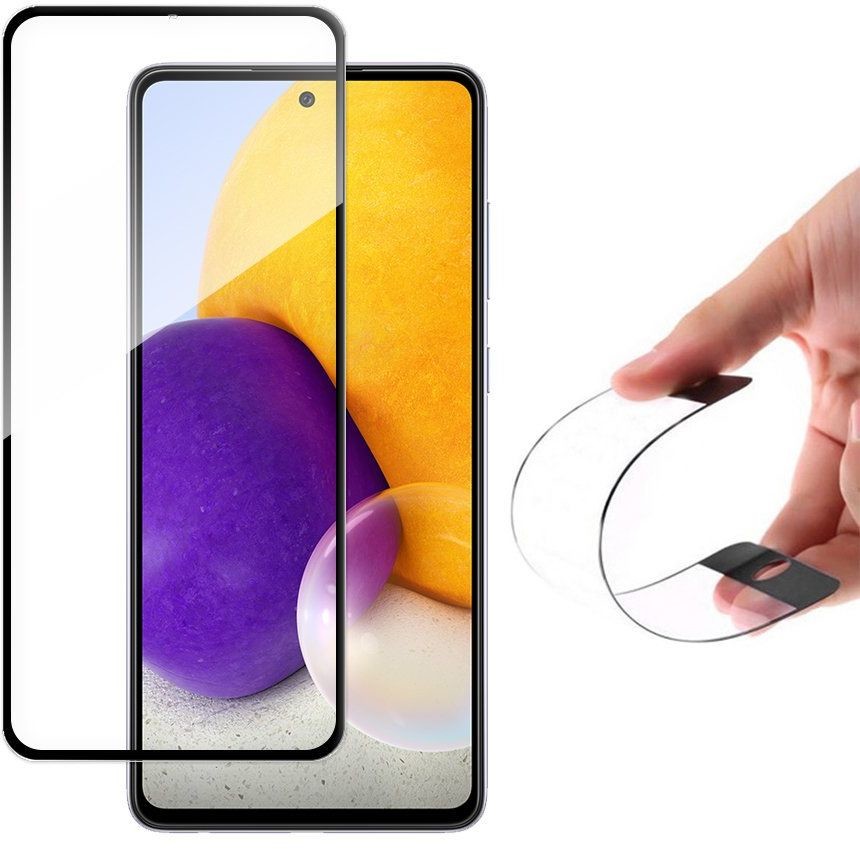 Wozinsky Full Cover Flexi Nano folia szklana szkło hartowane z ramką Samsung Galaxy A72 4G czarny