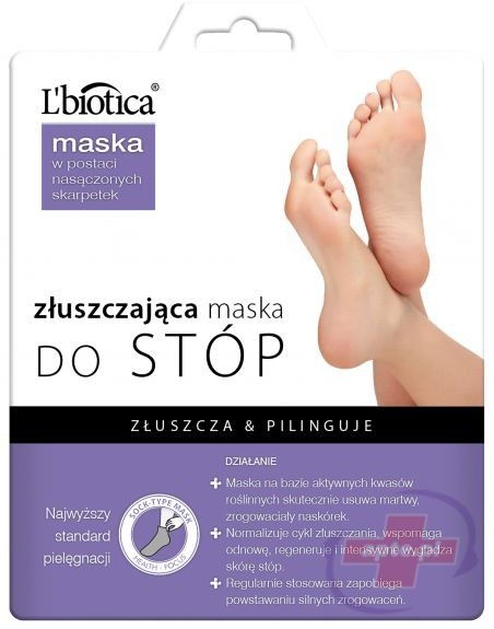 Lbiotica Maska do stóp złuszczająca w postaci nasączonych skarpetek 32ml