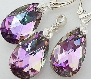 Arande SWAROVSKI piękny komplet+łańcuszek VITRAIL SREBRO 700142