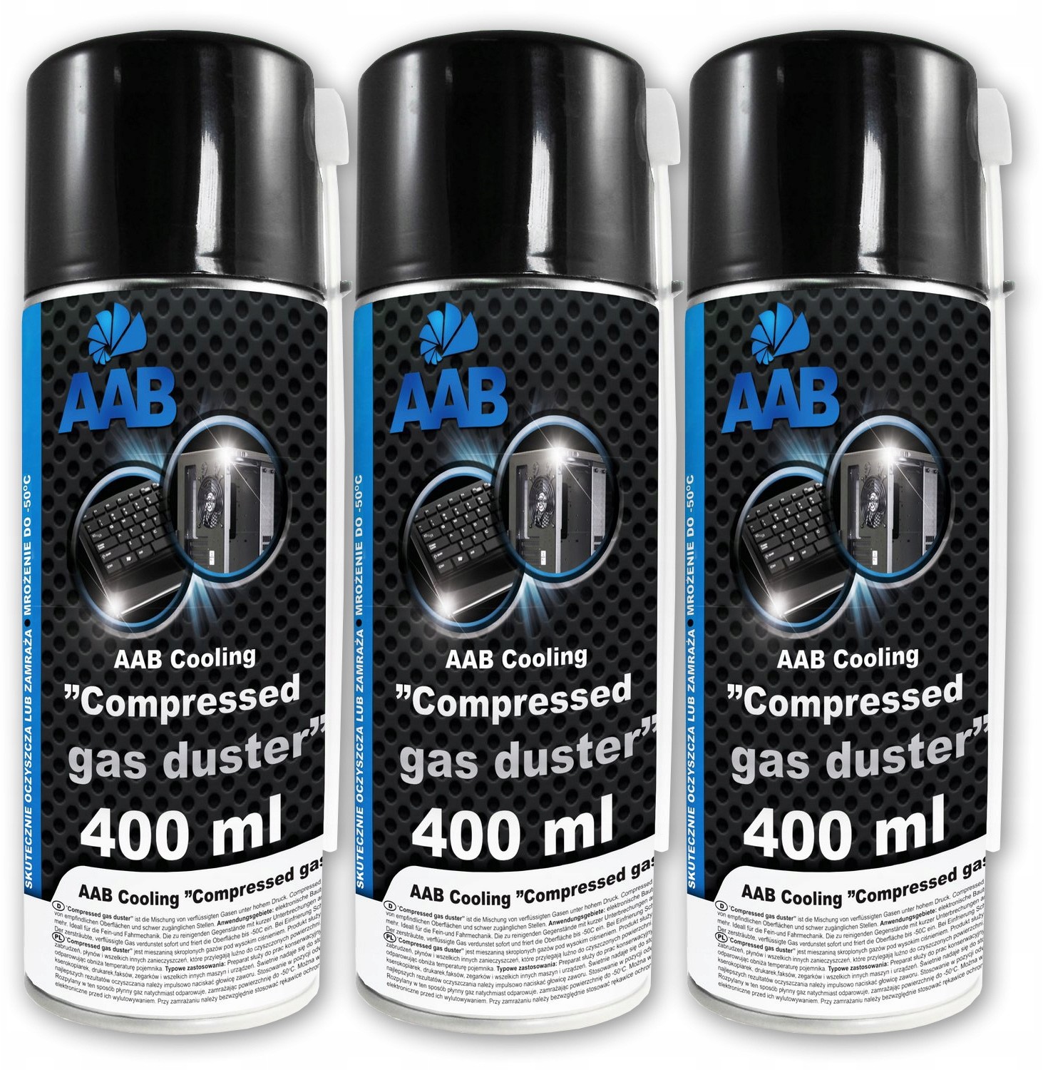 3x Aab Cooling Sprężone Powietrze 400ml + 6x Rurka
