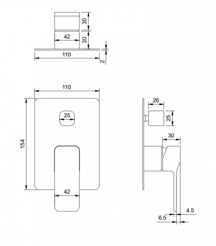 Omnires Slide Bateria wannowo-prysznicowa podtynkowa grafit SL7735GR