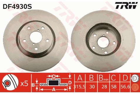TRW Tarcza hamulcowa DF4930S