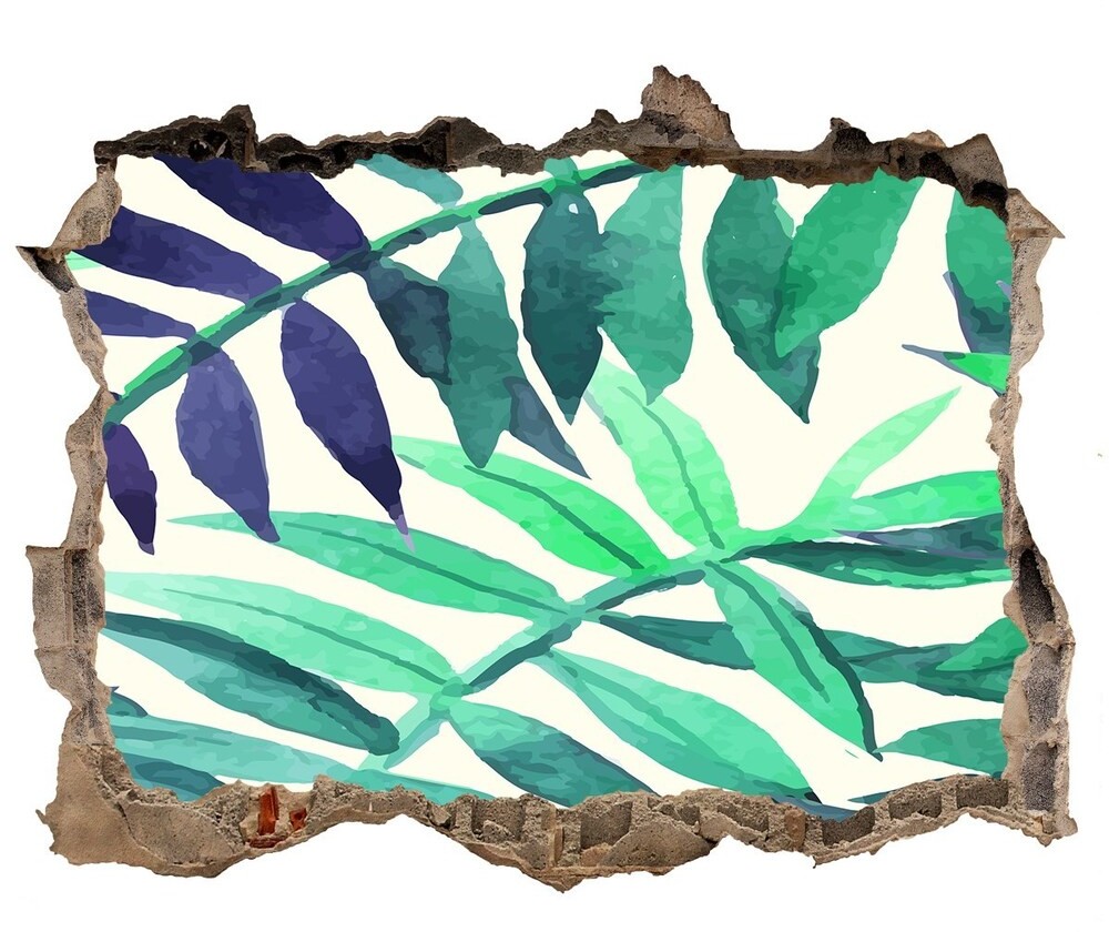 Wallmuralia.pl Okleina 3D dziura na ścianę Tropikalne liście