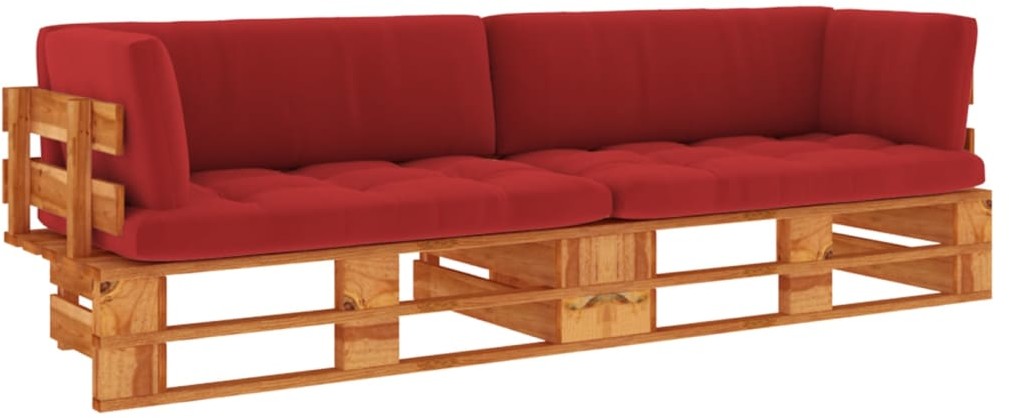 vidaXL Sofa 2-os. z palet, z poduszkami, miodowy brąz, drewno sosnowe