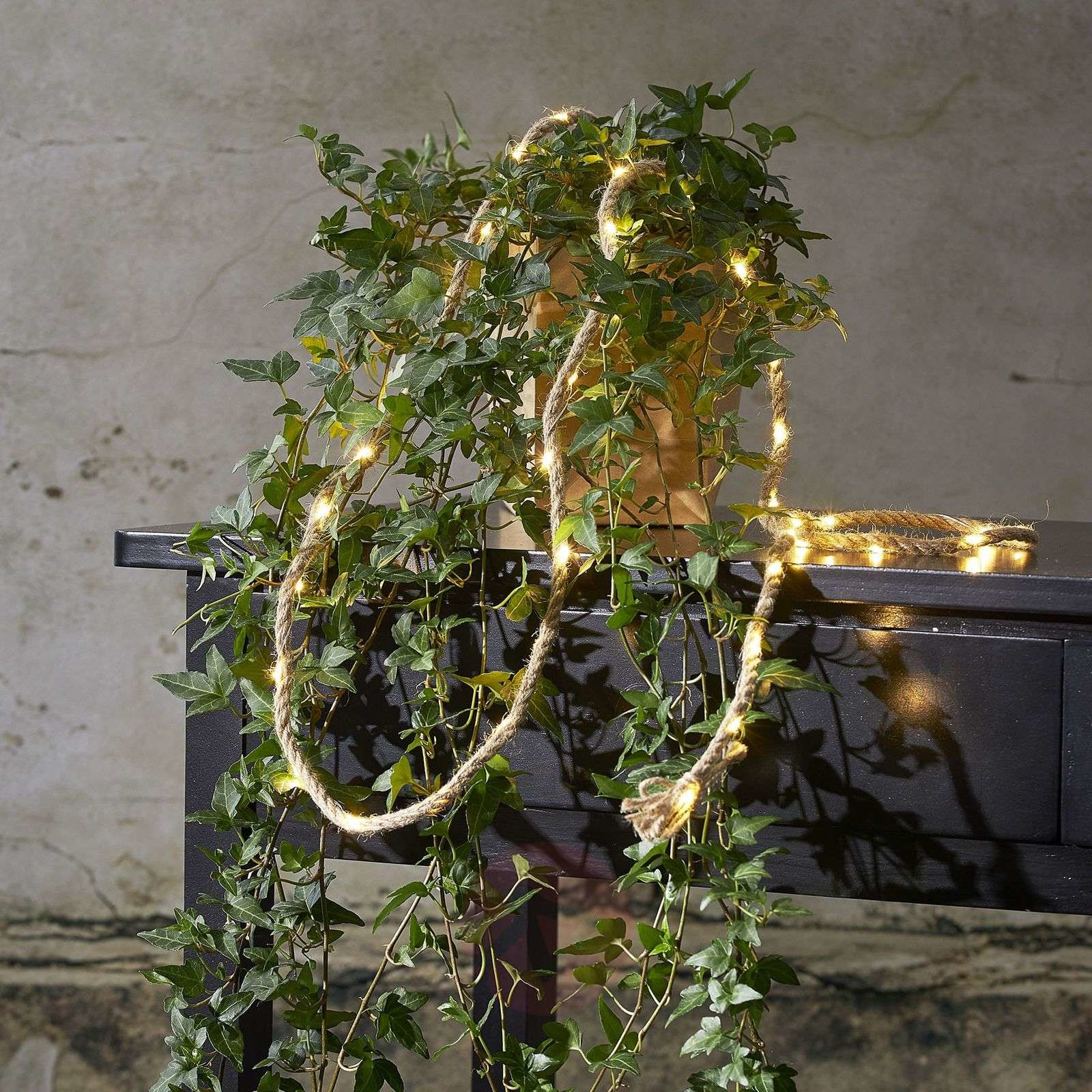 Best Season Łańcuch świetlny Jutta lina jutowa, baterie 40 LED