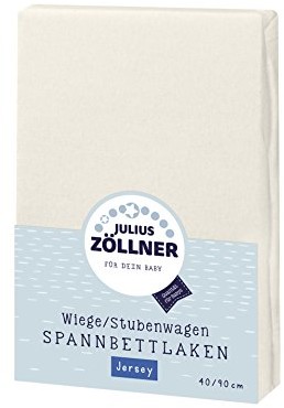 Zollner Julius 8330013230 Jersey prześcieradło z gumką do kołyski 90 x 40 i wózków wiklinowych, kolor: ecru