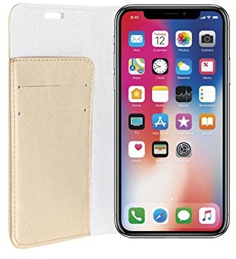 Phonix ipxbcd Öko-LEDER-pokrowiec do modelu Apple iPhone X książkowe złote IPXBCD