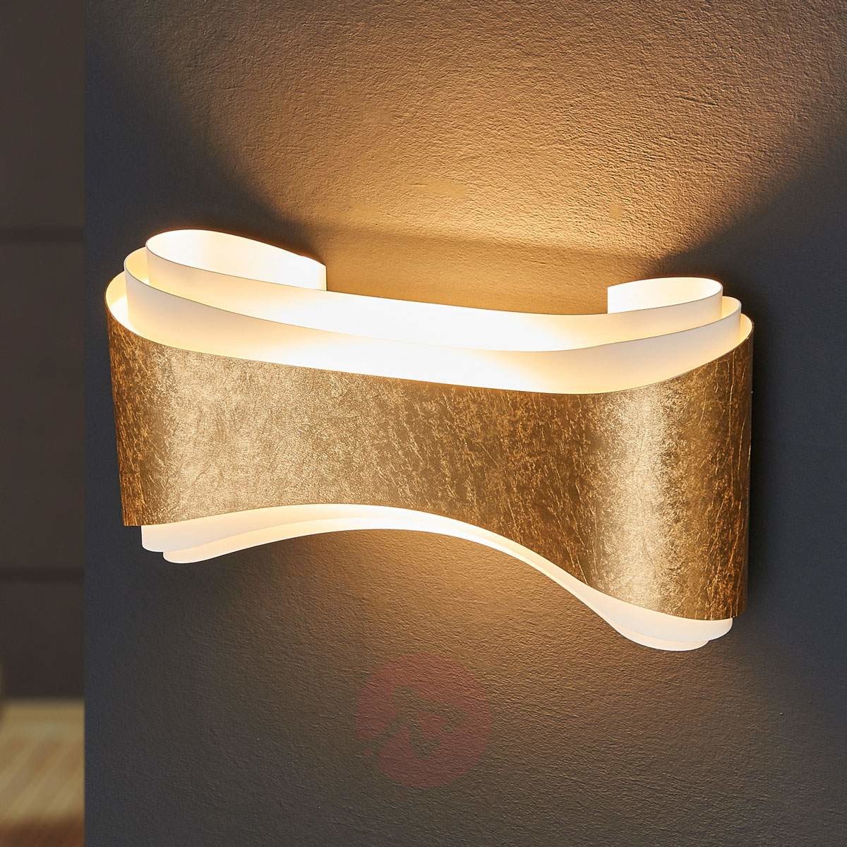 Selene Designerska lampa ścienna Ionica złota taśma