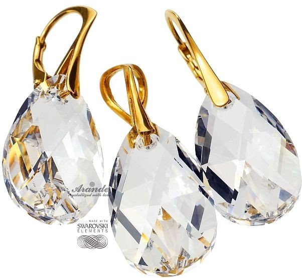 Arande KOMPLET+Łańcuszek SWAROVSKI CRYSTAL ZŁOTE SREBRO 700154