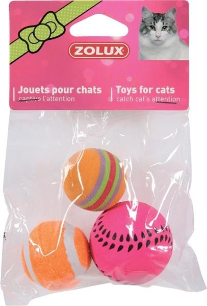 Zolux Zabawki dla kota 3 piłki różne 4 cm
