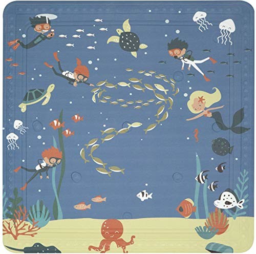 Spirella mata prysznicowa mata łazienkowa mata prysznicowa dla dzieci antybakteryjna antypoślizgowa z przyssawkami - Diver - ok. 55 x 55 cm (10.20081)