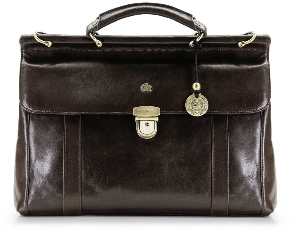 Wittchen Teczka skórzana z pionowymi przeszyciami 10-3-284-4