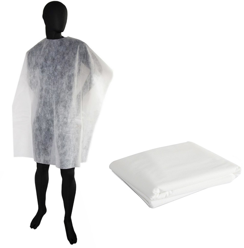 Peleryny z włókniny długie 130, białe Eko Higiena 25 sztuk