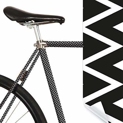 MOOXIBIKE Ziggy Zac czarno-biała mini folia rowerowa ze wzorem, do rowerów wyścigowych, MTB, trekkingowych, Fixie, rowerów holenderskich, miejskich, skuterów, deskorolek o obwodzie ramy ok. 13 cm FD025