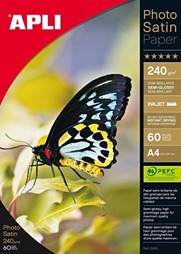 Apli 010414 60 sztuk papier fotograficzny satynowy 210 x 297 mm 240 g 010414