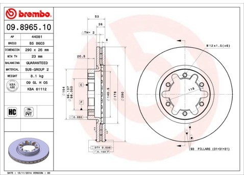 BREMBO Tarcza hamulcowa 09.8965.10
