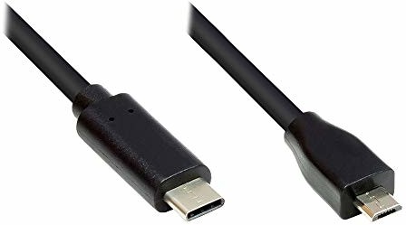 Good Connections Kabel przyłączeniowy USB 2.0 wtyczka USB-C do USB 2.0 Micro B kabel miedziany, podwójny ekran, transmisja danych 480 Mbit/s czarny 3 m GC-M0124