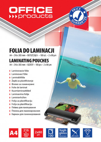 Office Products Folia do laminowania A4 2x80mikr. błyszcząca 100szt. transp 5901503679166