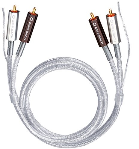 Oehlbach Silver Express Plus 1.50 m Wymiary, Phono NF cinch audio kabel z dodatkowych przewodów rurowych, 1500 MM, srebrny D1C2602