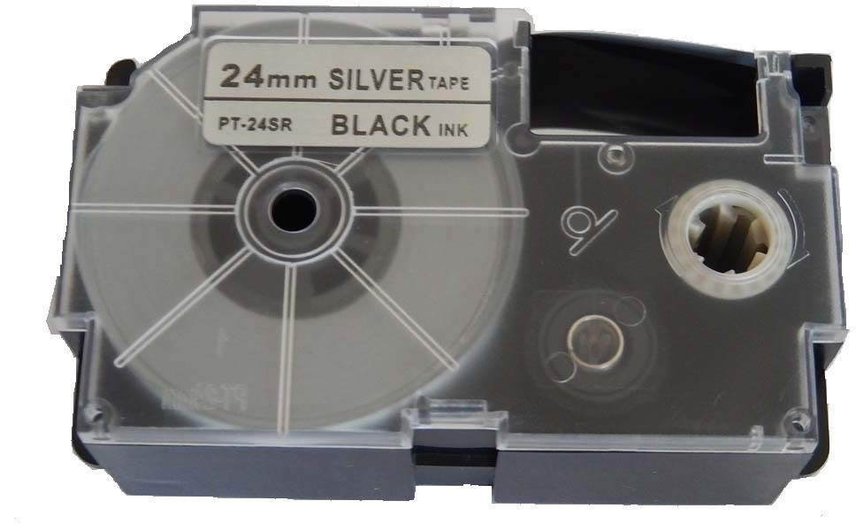 Casio Taśma zamiennik XR-24SR1 24mm x 8m czarny druk / srebrny podkład