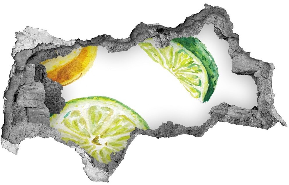 Wallmuralia.pl Naklejka dziura na ścianę beton Cytryna i limonka