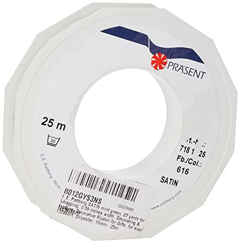 Unbekannt Present taśma do pakowania prezentów, poliester, miętowa zieleń, 25 m x 15 mm 7181525-034