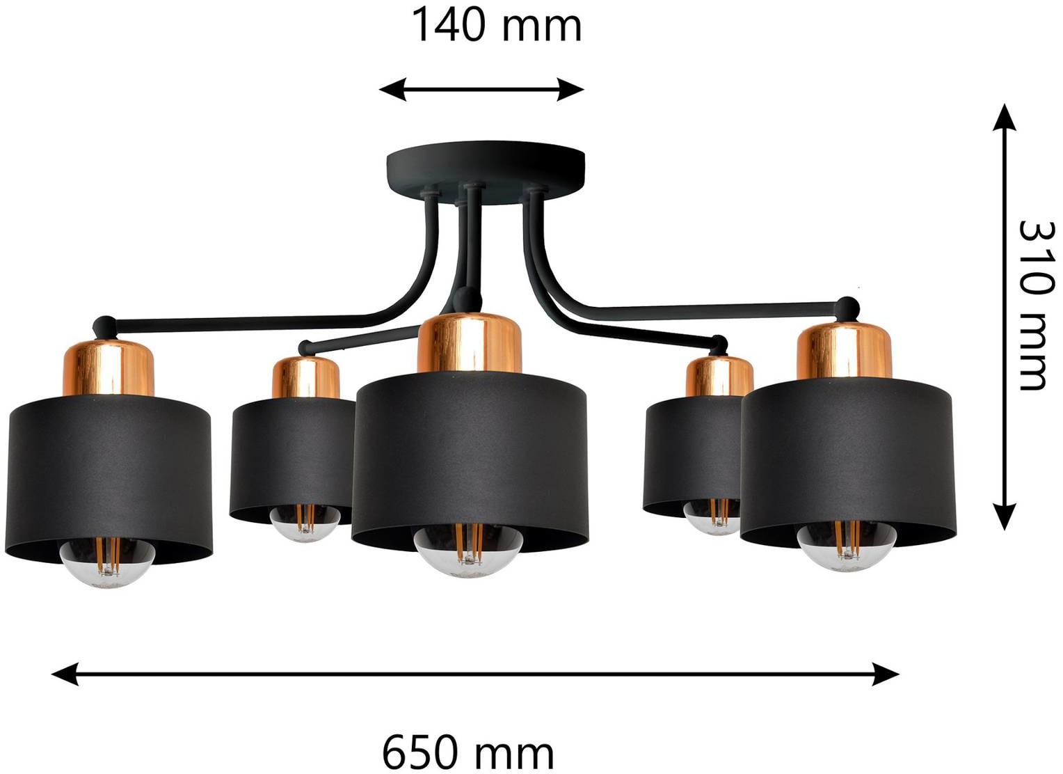 Euluna Lampa sufitowa Edison II, 5-punktowa