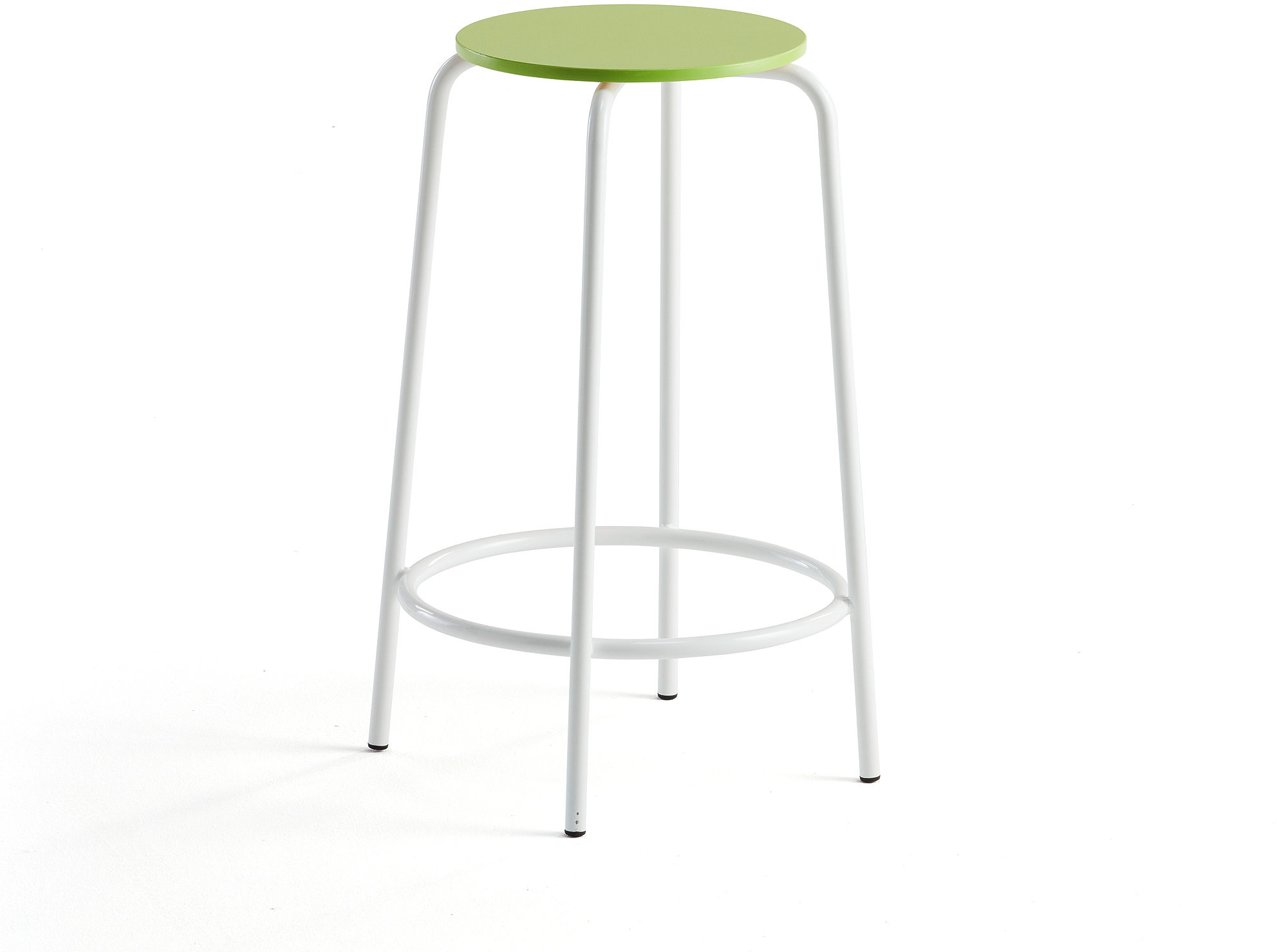 AJ Produkty Stołek barowy TIMMY, rama biały, siedzisko zielony, 630 mm