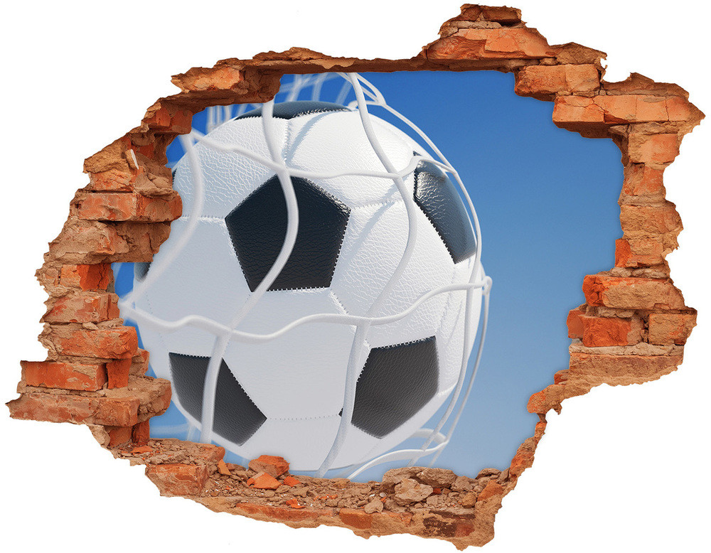 Wallmuralia.pl Fototapeta dziura na ścianę 3d Piłka w bramce