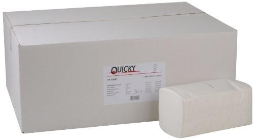 Quicky ręcznik do rąk, z firmy Inter Fold, 21 x 32 cm, 3 LAG, Bright White, 2560 arkuszy papieru, 1er Pack (1 X 1 sztuki) HP-99047