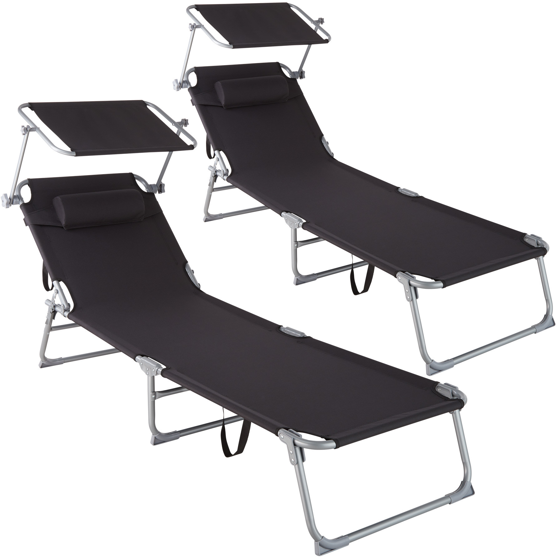 tectake 2 Leżaki Chloé - czarny 403416