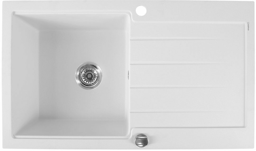 Sapho Zlewozmywak granitowy z ociekaczem 86x50 cm biały GR7101