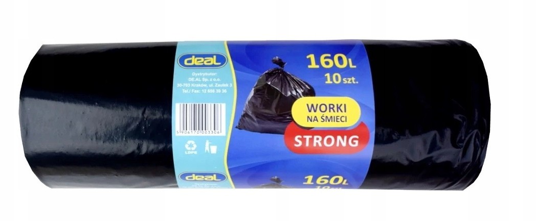 Worki na śmieci 160 L Strong 100 sztuk.Rolka 10x10