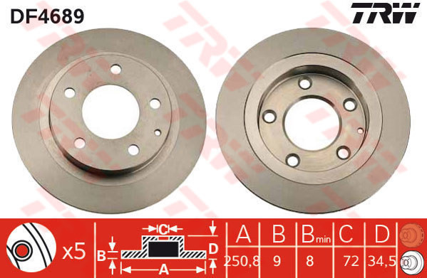 TRW Tarcza hamulcowa DF4689