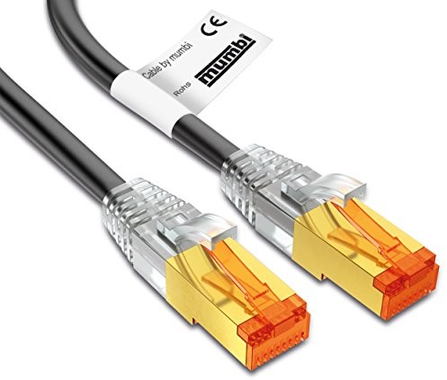mumbi Ethernet LAN kabel sieciowy, czarny 1000cm 13826-Netzwerkkabel CAT 7