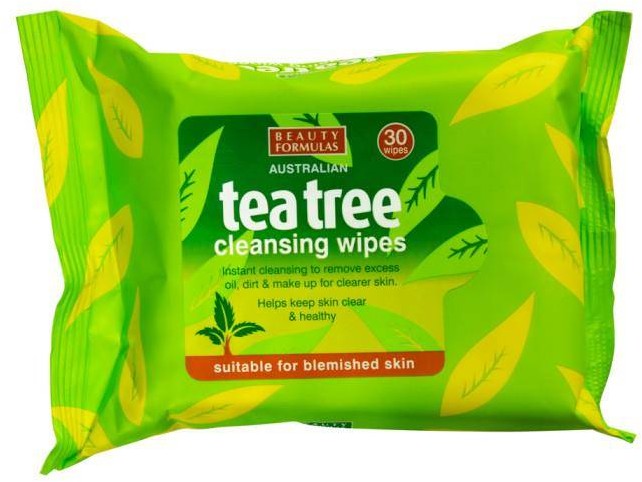 Beauty Formulas Tea Tree Cleansing Wipes oczyszczające chusteczki do twarzy 30szt.