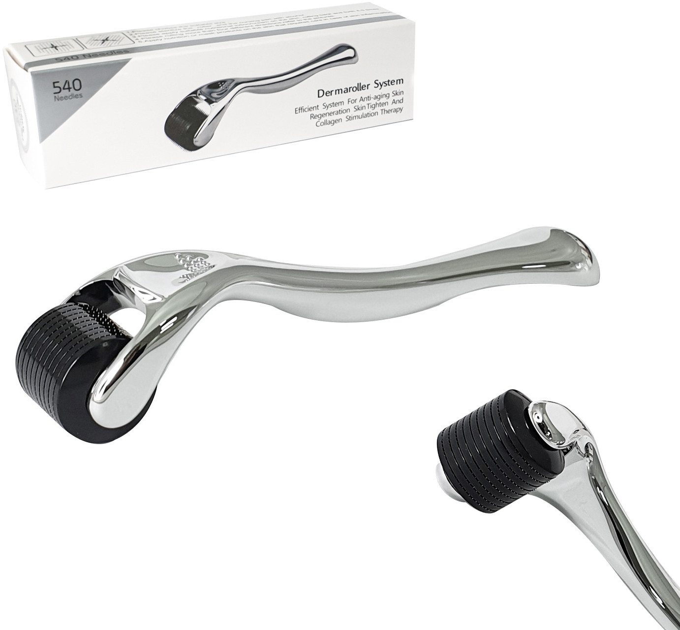 Derma Roller 540 Igieł 0,2 mm Dermaroller Tytan Srebrny T-DERMA-SL-02-0.2mm