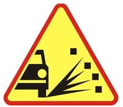 Znak ostrzegawczy A-28 Sypki żwir