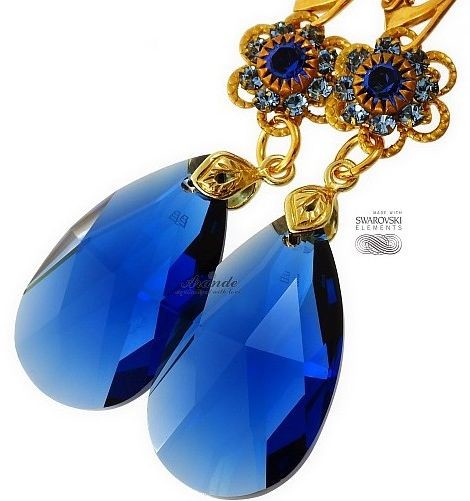Swarovski NOWE PIĘKNE KOLCZYKI BLUE FEEL GOLD