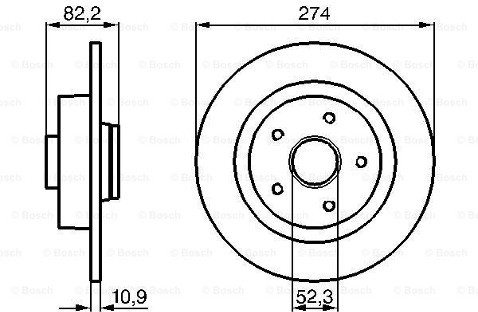 BOSCH Tarcza hamulcowa tylna, 0 986 478 744  0986478744